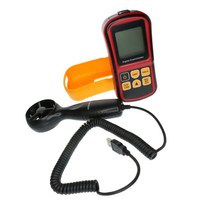 GM8901 풍속계 디지털 LCD 풍속계 게이지 기류 속도 측정 온도계 백라이트 데이터 홀드 및 저전력 표시, 1 조각, 레드 블랙, 설명