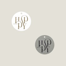 오하꼬 선물포장 태그 원형 HAPPY 10매, 화이트, 10개_개당150원