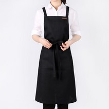 미단디자인 XAP004 린넨 바리스타 쉐프 카페 주방 업소용 행사용 앞치마, 1매, 블랙