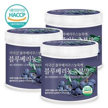푸른들판 블루베리 농축 분말 가루 파우더 불루베리 열매 과일 파우더 무설탕, 3개, 180g