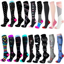 압축 양말 남성여성용 블랙 스타 하트 모양 동물 골프 튜브 야외 러닝용 미끄럼 방지 긴 튜브 양말 남성 여행용, [2] LXL, [35] WYS01222