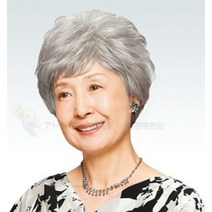 할머니 가발 중년 여성 통가발 여자 자연스러운 노인 가발 짧은 생머리, 실버화이트+헤어넷