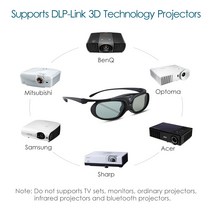 ar글래스 스마트글라스 BOBLOV JX-30 3D 액티브 셔터 안경 DLP-Link 96Hz/144Hz USB 충전식 홈 시어터 블랙, 01 1Piece