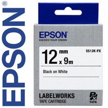 *정품* [ EPSON ] 라벨테이프, SS12K-PX [12mm 백색/검정글씨]