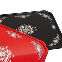 자개트레이 식탁매트 홈카페용 나전칠기쟁반 찻상 2인용쟁반 다과상, 블랙