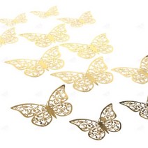 나비 스티커 여자 아이 방 꾸미기 포인트스티커 C골드 입체 나비 3D