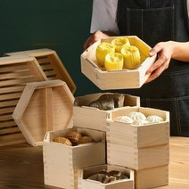 육각 편백나무 전나무 대나무 가정용 찜기 미니 떡 만두 딤섬, 10인치찜기