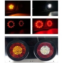 화물차 대형 트럭 추레라 덤프 윙바리 미등 브레이크 깜빡이 후진등 사각 2구 교체형 스텐판 3 WAY LED 테일 램프, 24v/교체형 레드링/옐로우