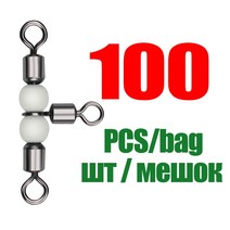 DNDYUJU 100/50pcs 빛나는 낚시 회전 커넥터 롤링 배럴 3 웨이 형광 비즈 Fishhook 미끼 라인 태클, [02] 100PCS, [05] Size 1X2 33mm 43kg