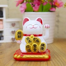 행운을 부르는 고양이 행운의 부 골드 손 흔드는 고양이 홈 장식 환영 흔들며 고양이 조각 동상 장식 자동차 장식, 중국 흰색