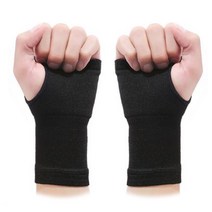 [PKG] 얇은 손 보호 장갑 손목 압박 밴드 보호대 손아대 2개입 세트, 블랙 (2P)