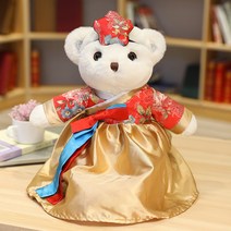 한복공주곰 한국 전통의상 곰인형 뽀글이 러블리 옷차림 곰돌이 인형 45cm 60cm 90cm, 골드