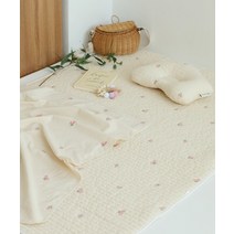 고밀도 순면 100수 누빔 유아 에어매쉬 누빔패드, 곰돌이