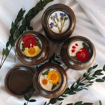 단품 꼼뚜 전통 압화 항아리 천연 소이 캔들 향초 실내 방향제 외국인 명절 선물, 장미, 럭셔리꼼뚜, 동백꽃