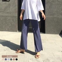 YUM 밴딩팬츠 여름와이드팬츠 면스판바지 레이온촤르르