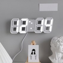 IYES LED 벽시계 무소음 디지털 전자 시계 IY-WL24, 화이트