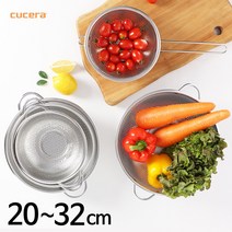 러브쿡 스텐채반 소쿠리 채망 면 건지기 튀김 바구니 20cm~32cm, 소쿠리형(양수), 20cm
