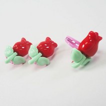 반지 아동 여아 사이즈조절 장미 귀찌 세트 묶음, 컬러:4