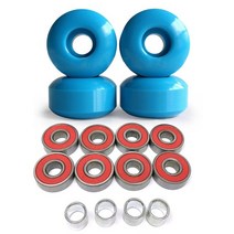 입문용 롱보드4pcs 52x30mm Skateboard Wheels 95A +8pcs ABEC9 Bearings + 4x Spacers Skateboarding Tire, 05 Blue