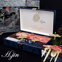 상견례 결혼 예단 양가 부모님 선물 답례품 H.jin 상감 쌍학 진공 티타늄 금수저 2인 세트