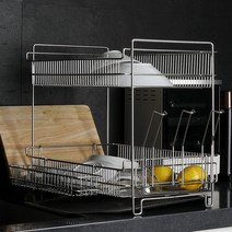 [리빙레전드]올 스텐 물빠짐 싱크대 2단 식기 건조대 설거지 그릇