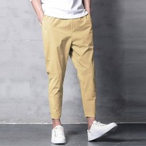 면바지 슬랙스 남성 탄성 캐주얼 연필 바지 발목 길이 봄 특대 패션 Streetwear 2022 블랙 카키 그린