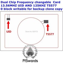전자키 복사기 스티커 듀얼 칩 NFC RFID 13.56Mhz 1K UID 및 T5577 125 kHz 빈 카드 읽기 가능 쓰기 다시, 01 UID5577