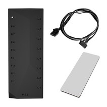HA02 ARGB Hub PWM Fan Controller Powered 8 Way 5V 3 Pin 8 Way PWM Fan For SATA Household Computer Pa, 01 Black