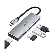 USB C 허브 HDMI 어댑터 to AorZ 동글 4 in 1 타입 4K 맥북/프로/에어 썬더볼트 3/아이패드 프로/에어 스팀 데크 및 장치용 3.0 포트, Grey