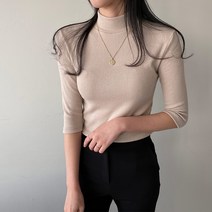 쫀쫀 도톰 소프트 반목 7부 폴라 티 니트