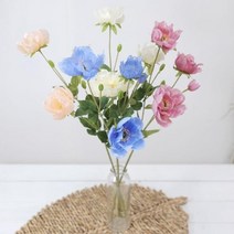 기타 바보사랑[아티플라자]실크플라워 아네모네 조화꽃 가지 50cm 인테리어조화, 색상:Mauve(모우브), 상세 설명 참조