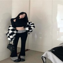 바둑판 격자 무늬 뽀글이 코트