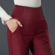 우모바지 패딩 백패킹 바지 여성용 새로운 겨울 흰색 오리 다운 펜슬 여성용 지퍼 하이