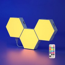 Meyuge 터치 led 인테리어무드등 DIY 조립식 벽조명 스마트 RGB 조명, 터치+리모트, 3PCS