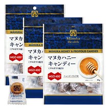 노 브랜드 도미나가 무역 마누카 헬스 꿀 캔디 (프로폴리스 배합) 80g [정규품 뉴질랜드산 MGO400+ 개 포장 척 첨부], 3개