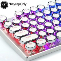 104 키 전기 도금 기계 키보드 캡 펑크 라운드 문자 빛나는 반투명 성격 복고풍, WHITE, WHITE, WHITE, 일반형