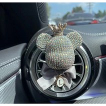 하바나 차량용 곰돌이 큐빅 석고방향제 송풍구 장식 화려한 디자인 악세사리 선물, 실버