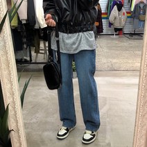 디퍼 르프릭 중청워싱 세미와이드 청바지