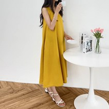 린넨 스퀘어넥 민소매 나시 원피스 (4컬러)