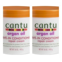 Cantu Argan Oil Conditioning Cream 칸투 알간 오일 리브 인 컨디셔닝 리페어 크림 16oz(453g) 2팩, 1개