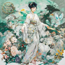동양 고전 여인 인물 비즈 십자수, 90x90 cm
