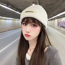 여성 숏비니 힙한 패션 니트 모자 레터링 로고 비니 컬러비니모자