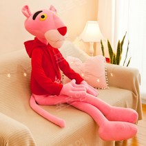 핑크 팬더 인형 애착인형 대형인형 봉제인형 표범 후드티셔츠 핑크팬더 선물, 160CM, 빨간 스웨터