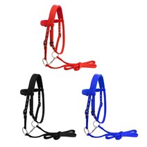 말안장 승마 안장 가죽 거치대 말 굴레 고삐 마구 headstalls 이동식 snaffle 나일론 웨빙, 블루 엘