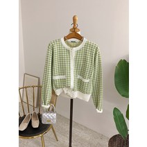 몰리에 하운드 체크 라운드 가디건(5color)