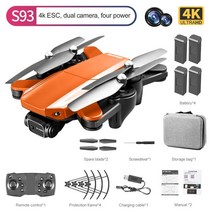 에어로쿼드드론 전동 헬기 드론 RC 헬기 키덜트 플라잉볼 2022 new s93 drone 4k hd 카메라 wifi fpv esc 항공 사진 rc quadcopter flow, 주황색 듀얼4k 4b