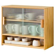 주방 수납장 원목 사이드 보조 주방선반 그릇 보관, 유리미닫이문 월넛 파티션