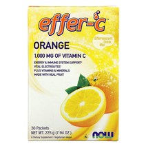 NOW Foods Effer-C 발포성 드링크 믹스 오렌지 1 000mg 30팩 각 7.5g(0.26g)