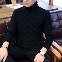 빅사이즈윗옷 솔리드 컬러 루즈핏 니트 터틀넥 풀오버