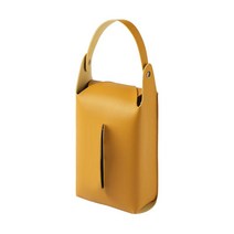 QDY 박스 커버 직사각형 냅킨 케이스 페이셜 티슈 박스 디스펜서 배낭 여행용 티슈 홀더 교수형, 인조 가죽, 노란색